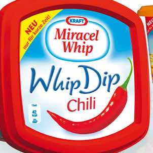 Unter der bekannten Submarke Miracel Whip führte Kraft Dips ein. Herausforderung: Gewohnte Reduktion und klare Kommunikation des Produktvorteils. 